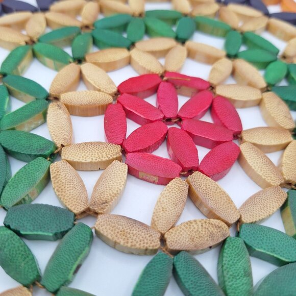 Handcrafted Colorful Woven Bamboo Trivet Centerpiece Decorative Mat - Picture 4 of 4